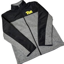 NEW Captivating Pitt Panthers Mens L Full Zip Jacket Gray Black Mixed Media NCAA picture