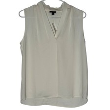 Ann Taylor Factory Sleeveless V-Neck Blouse Women's Size Small in Ivory NWT picture