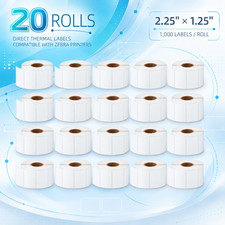 Zebra ZD500 and ZD620 Thermal Label Rolls, 57mm x 32mm White Label Stock 20Roll picture