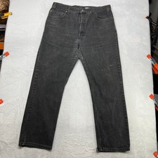 VTG Levi's 505 Regular Fit Straight Leg Jeans Mens Black Denim Zip Fly - 36x30 picture