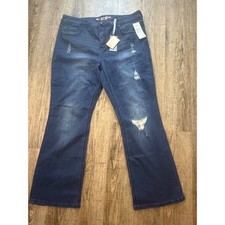 Melissa McCarthy Seven7 Distressed Bootcut Jeans Dark Wash Size 20 NWT Slimming picture