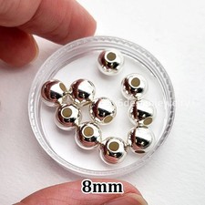 8mm 10pcs Sterling Silver .925 Round Spacer Beads Seamed Smooth Silver Beads picture