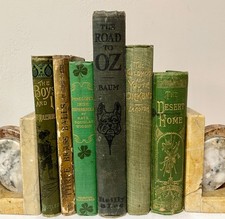 Antique Decorative Green 6 Books Lot 1868-1909 Illustrated Oz Dickens Victorian picture