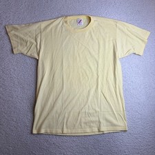 Vintage Jerzees T Shirt Mens Large Yellow Single Stitch Made in USA paper thin picture