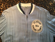VINTAGE 50s BUCK SKEIN JACKET VERY COOL BLUE STRIE VLV BOWLING picture