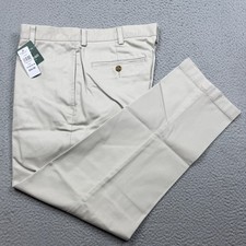 LL Bean Pants Mens 34x30 Khaki Double L Chinos Straight Wrinkle Free Flat Front picture