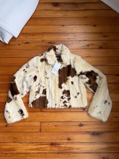 Zara faux fur jacket cow print zip up - viral XS new with tags picture