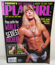VINTAGE AUGUST 1993 PLAYGIRL MAGAZINE BRET MICHAELS POISON ROCK STAR picture
