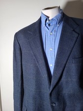 Vintage 48XL Black Blue Orange Glen Check Tweed Wool Jacket Sport Coat Blazer picture