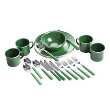 Stansport 24-Piece Enamel Camping Tableware Set Green picture