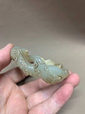 Unique Chinese Old Natural HeTian Jade Hand Carved *3Dragons* Bangle Bracelet picture