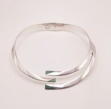 JQM sterling silver native Mexico hinged collar modernist malachite necklace picture