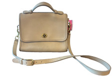 Coach K8p 9870 Court Bag Vintage Tan Leather Y2K 90s Fashion w Hang Tag & Strap picture