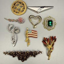 Vintage Brooch Lot Monet Napier Unsigned Gold Silver Tone MCM Glam picture