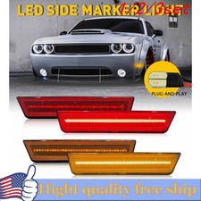 2/4x 4x Front Rear Clear Lens LED Side Marker Light For 08-14 Dodge Challenger picture