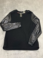 Burberry Brit Wool & Lambskin Leather Sleeve Top Black UK Large Nova Check Zip picture