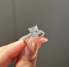 2.20Ct Princess-Cut Lab Grown Diamond Solitaire Engagement Ring 14K White Gold picture