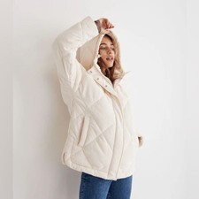 Madewell Antique Cream Corduroy Holland Quilted Puffer Parka Women Plus 2X NWT picture