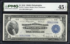 1918 $1 Green Eagle Philadelphia FRBN Note Fr#715 PMG XF 45 EPQ/Great Embossing picture