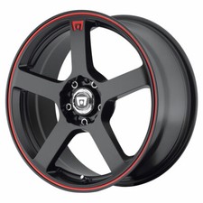 MOTEGI MR116 17X7 5X100/5X114.3 ET40 Matte Black w/Red Racing Stripe (Qty of 1) picture