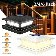 2/4/6 Pack Solar Post Deck Cap Lights Outdoor Garden Fence Landscape Lamp Vinyl picture