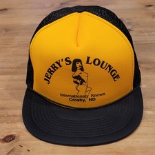 Vintage Jerry's Lounge Crosby North Dakota Hat Gentleman's Strip Club Bar 80s picture