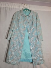 Vtg 1960's Blue & Metallic Coat, Size Small  picture