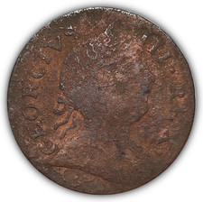 1771 Machin's Mill Halfpenny Colonial Copper New York Fine Coin Corrosion #23619 picture