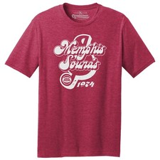 Memphis Sounds 1974 ABA Logo Basketball TRI-BLEND Tee Shirt - Red Heather picture