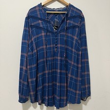 NWT Torrid Plus Size 4X Women's Lenny Button Front Top Teal Blue Shirt Blouse picture