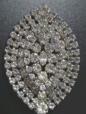 Vtg 1950s Hollywood Regency Clear Rhinestone Tiered Statement Brooch Pin Large picture