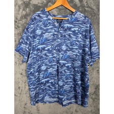 Polo Ralph Lauren Mens 2XB Big Blue Hawaiian Featherweight Mesh Henley Shirt picture