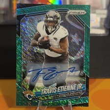 2025 Panini Prizm Travis Etienne Jr. Green Shimmer Auto /5 - Saints picture