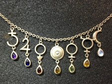 Retired Peter Stone 925 Sterling 7-Classical Planets Necklace Vintage Gemstones picture