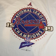Vintage Atlanta Braves 1999 National League Champions Men's T-Shirt Size L White picture