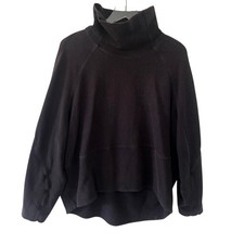 Lululemon Textured Funnel-Neck Pullover Sweatshirt 10 Black Top *READ picture