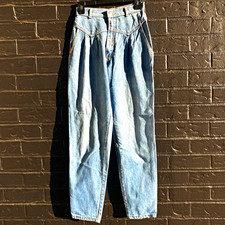 VTG 80s Gitano Pleated Yoke Mom Jeans light Wash High Rise Tapered Denim picture