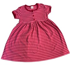 Vintage Hanna Andersson pink with red stripes short sleeve girls dress size 6/7 picture