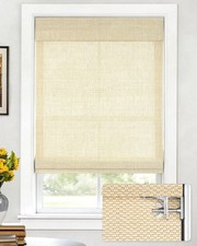 LazBlinds No Tools No Drill Cordless Bamboo Roman Shades 22” WX 64” H Star-Beige picture