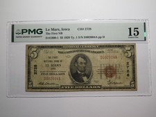 $5 1929 Le Mars Iowa IA National Currency Bank Note Bill Charter #2728 F15 PMG picture