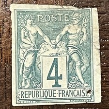 France 1877 Colonies General Issues 4¢ Imperf Type 1 Scott #24 Used picture