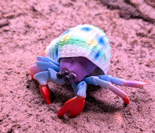 Hermit Crab Toy Figurine Realistic Rubber Rainbow Shell Collectible Cute Gift picture