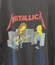 Vintage 1997 Metallica Beavis And Butthead Shirt Mens XL Black  23x29 Band Tee picture