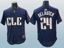 Men's Cleveland Guardians #24 Chase DeLauter Navy N Cool Base Stitched picture