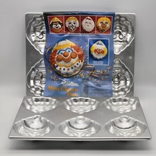 Wilton Mini Clown Pan Cake 6 Treat Santa Bear Faces VTG 1984 Lot Of 2 picture