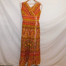 Vtg 70’s Womens M Psychedelic Colorful Floral Maxi Party Dress Nardis Dallas picture