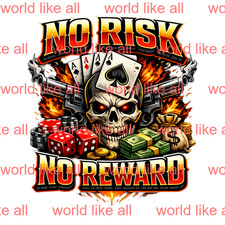 No Risk No Reward Skull PNG Digital Download T-Shirt Sticker Print Design picture