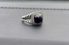 David Yurman Sterling Silver Albion Black Onyx Ring 925 Pave Size 7 picture