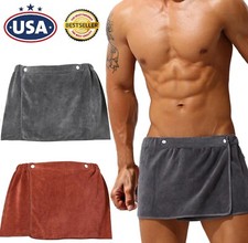 Men's Soft Bath Towel Wearable Shower Wrap Short Pants Mircofiber Swimming USA picture