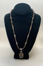 Sterling Silver 925 Freshwater Pearl Topaz Citrine Pendant Necklace 23